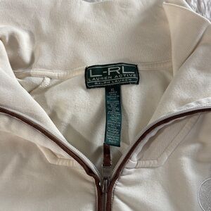 Lauren Ralph Lauren Cream and Brown Women's Zip Cardigan